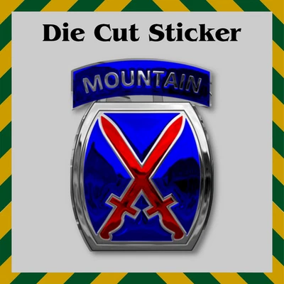 JEK SERVICES COMPANY Army 10th Mountain Division Sticker, Chrome Look Waterproof Die-Cut Vinyl Decal