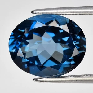 💎 4.83ct 11.7x9.5mm VVS Oval Natural London Blue Topaz - Valuable Brazil Gem - Picture 1 of 4