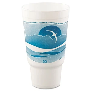 DART Horizon Hot/Cold Foam Drinking Cups 32oz Teal/White 16/Bag 25 Bags/Carton - Picture 1 of 2