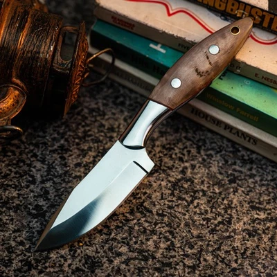 Cuchillo Damasco/Acero 7.7" Listo para Regalo Full Tang Hunt it Hunt + Funda de Cuero Foto 1 de 4