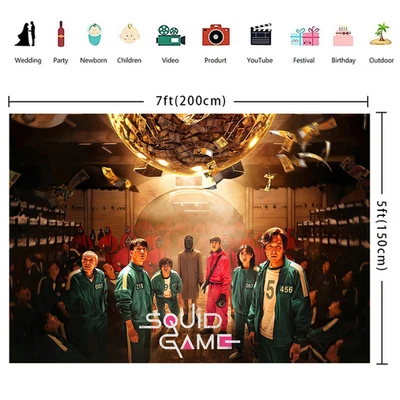 Squid Game Birthday Party Supplies Backdrop Banner Poster Background Vinyl - Image 1 of 4