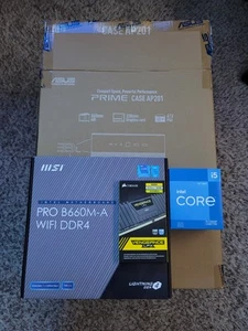 ASUS AP201 w/MSI PRO B660M-A WIFI DDR4, Intel 12400F, Corsair 32GB 3200mhz COMBO - Picture 1 of 11