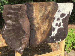 Alfombra de piel de cordero Merino piel de oveja marrón gris esquilado corto 2ª elección 100-140 cm - Imagen 1 de 15