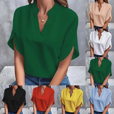 Breathable V Neck Shirt for Women Casual Style for Spring and Summer Activities - Image 1 of 4