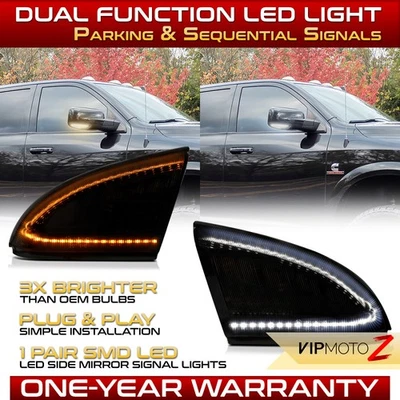 Sequential Smoke LED Mirror Turn Signal Lights For 2009-2023 Ram 1500 2500 3500 Foto 1 de 4