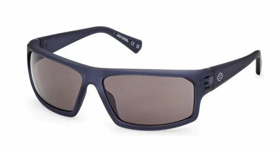 Harley Davidson HD0983X 91D Matte Blue Wrap Sunglasses Frame 64-14-130 HD - Image 1 of 3