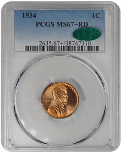 1934 Lincoln PCGS CAC RD 67+ - Picture 1 of 2