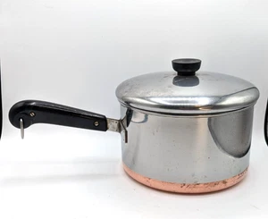 Vintage Revere Ware 4 Quart Kochtopf Kupfer plattiert Boden mit Deckel - Bild 1 von 5