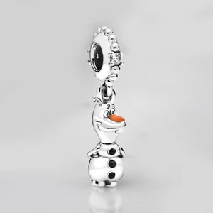 Magic Snowman Olaf Frozen Winter Pearls Disney Charm 925 Sterling Silver Charm - Picture 1 of 1