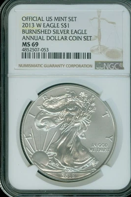 2013-W Burnished Annual Set - American Silver Eagle NGC MS69 - Image 1 of 2