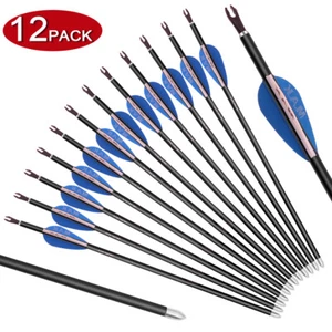 30 inch Archery Carbon Arrows 6.0mm for Compound Recurve Bow Target Hunting US - Picture 1 of 12
