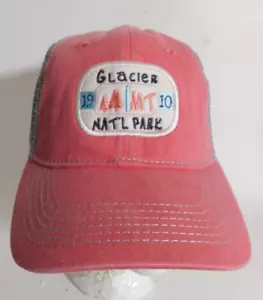 Glacier National Park Montana Hat Trucker Strapback Adult Prefade pink and gray - Picture 1 of 4