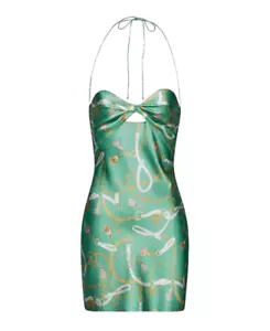 Retrofete SER.O.YA Farrah Silk Dress Green Nautical - Size M - Picture 1 of 8