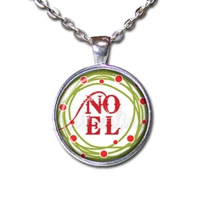 Noel Christmas Lights Holiday Presents - Handmade Round Glass Pendant Necklace - Picture 1 of 10