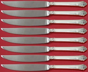 Damask Rose by Oneida Sterling Silver Steak Knife Set 8pc Not Serrated Custom - Picture 1 of 3