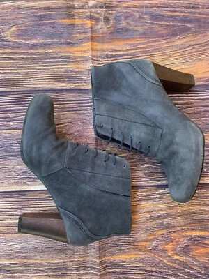 Mujeres 41 (US 11) Camper Azul Cuero Madera Tacón Botines Botas Con Cordones Gruesas Foto 1 de 4