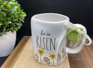 Rae Dunn by Magenta “HE IS RISEN” with Flowers 20oz Mug NEW Easter Gift Idea - Picture 1 of 5
