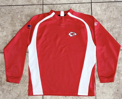 Kansas City Chiefs NFL Reebok Sweater Pullover Men’s Large Stitched Logo Cover