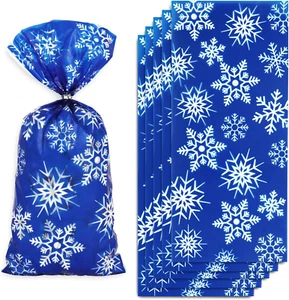 160 Stck. Weihnachten Zellophan Leckerlibeutel mit Drehband Winter Schneeflocke Party Gif - Bild 1 von 7