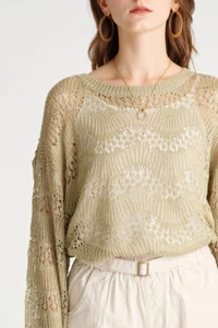 OJAY Pointelle Knit Top - Picture 1 of 15