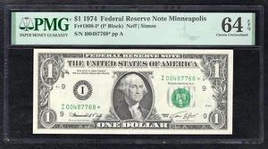 FR. 1908-I* 1974 $1 *STAR* FRN MINNEAPOLIS, MN PMG UNCIRCULATED-64EPQ (B) - Picture 1 of 2