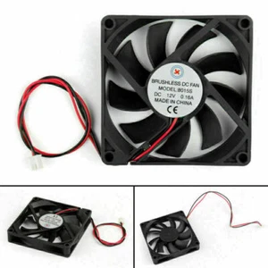 4x DC Brushless Cooling PC Computer Fan 12V 8015s 80x80x15mm 0.16A 2Pin Wire H7 - Afbeelding 1 van 7