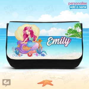 New Personalised MERMAID Pencil CASE Bag School Kids Girly Cute Stationary Gift - Picture 1 of 2