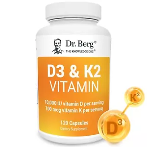 Vitamina D3 K2 di Dr. Berg con Olio MCT 10.000 UI di Vitamina D3, 100 mcg 120 Capsula - Foto 1 di 7