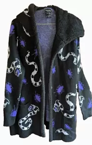 Beetlejuice Women 3X Sherpa Open Cardigan Sweater Jacket Sandworm Goth Statement - Picture 1 of 7