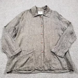 FLAX Linen Jacket Womens Large Brown Jeanne Engelhart Artisan Lagenook - Picture 1 of 11