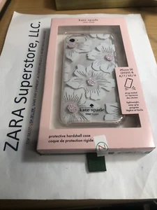 Funda protectora Kate Spade para iPhone SE 2nd 8 7 6S HollyHock floral transparente - Imagen 1 de 5
