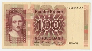 Norway 100 Kroner 1985 Pick 43.c VF+ Circulated Banknote Ref 419 - Picture 1 of 2