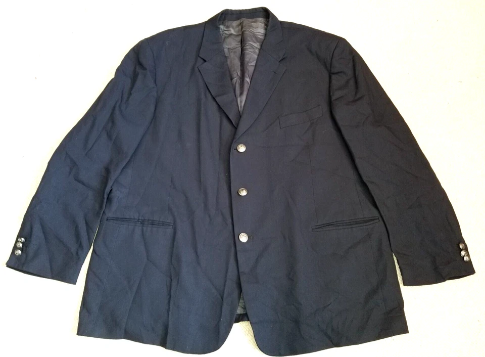 Blazer Hombre-EMANUEL UNGARO-azul Marino 100% Lana Forrado 3 Botones-52R Foto 1 de 4