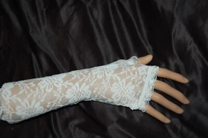 Spitzen Handschuhe lang fingerlos weiß - Bild 1 von 2