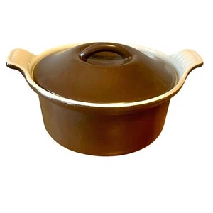 Le Creuset Vintage #14 Brown Enamel Cast Iron Mini Casserole Pot Cocotte 5 1/4" - Picture 1 of 8