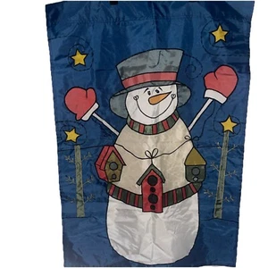 Snowman Vintage House Home Flag Pennant Winter Banner Holidays Snow 27x39 - Picture 1 of 8