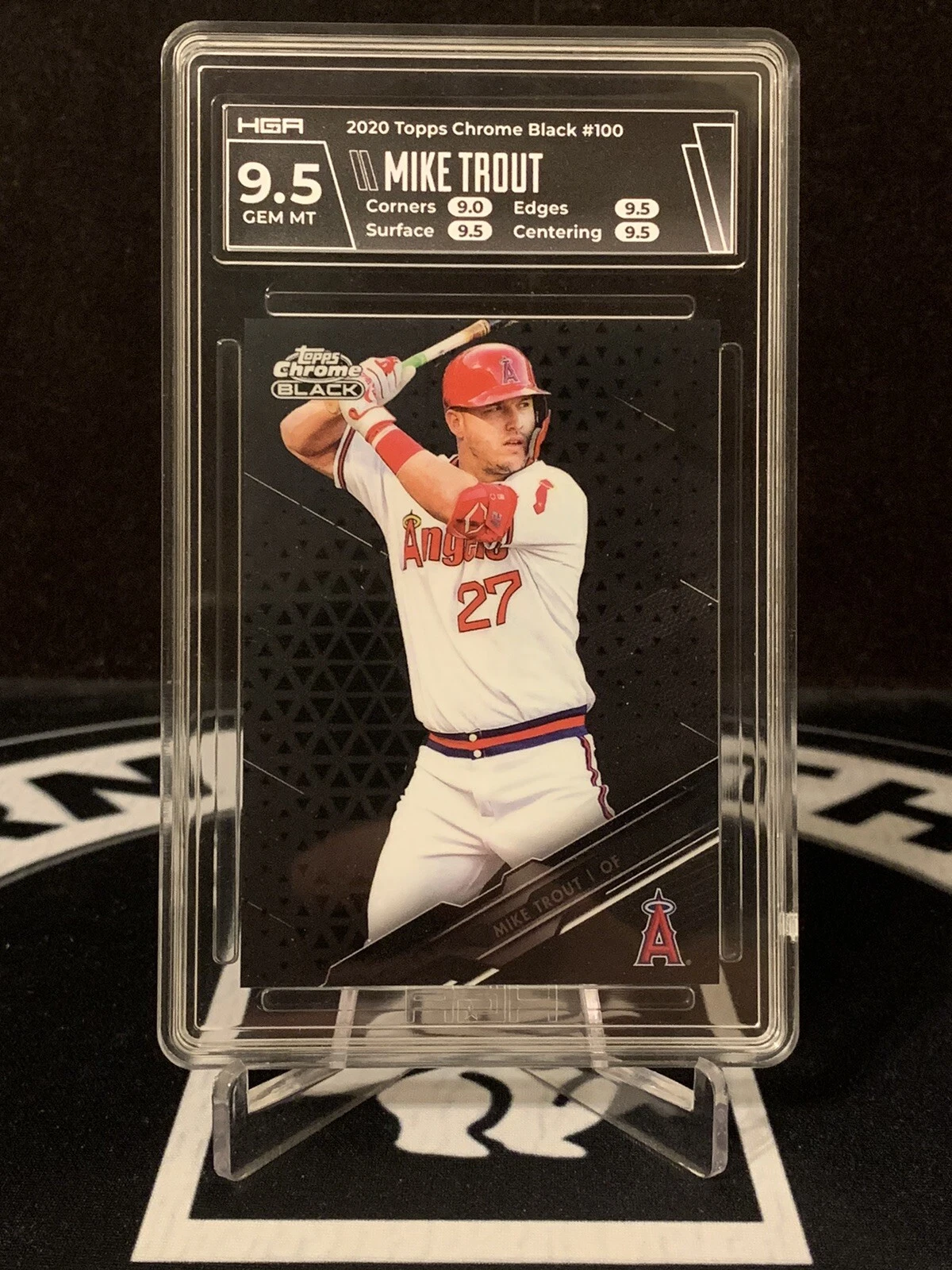 2020 Topps Chrome Black Mike Trout #100 HGA 9.5 Gem Mint Angels HOF