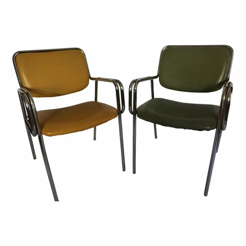 1970s Modern Global Upholstery Company, Ltd Tubular Chrome Occasional Arm Chairs Cover