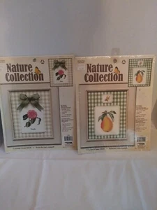 Leisure Arts Counted Cross Stitch Nature  2 Kits Pink Camelia & Golden Pear  - Picture 1 of 6