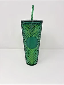 Vaso Starbucks 24oz cubo verde esmeralda texturizado vacaciones 2021 - Imagen 1 de 11