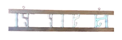 Винтажные настенные крючки фартук полотенце стойка коричневый дерево белый пластик середины века - Изображение 1 из 4