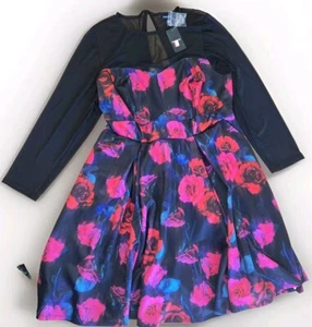 NWT Torrid 2X Womens Dress Sheer Black Mesh  Pink Floral Goth Witchy Fairy - Picture 1 of 7