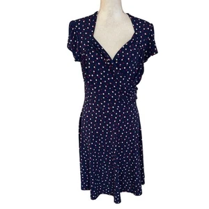 Leota PL LP Large Petite Confetti Polka Dot Sweetheart Neck Faux Wrap Dress - Picture 1 of 5