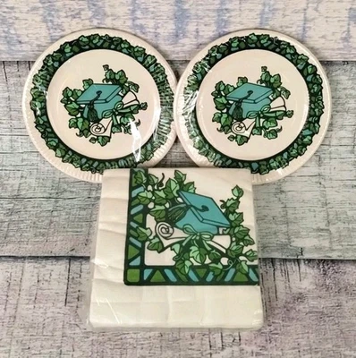 Gibson Verde Azul 7" Juego de Platos de Fiesta de Graduación y Servilletas 13.25" EE. UU. NUEVO DE COLECCIÓN Foto 1 de 4