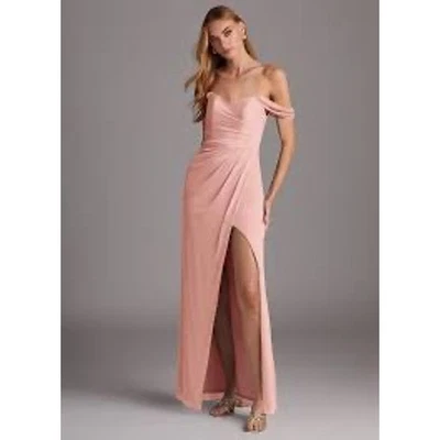 Azazie Champagne Rosewood Bridesmaid Dress Formal Gown Slit Maxi Sz C Small New - Image 1 of 4