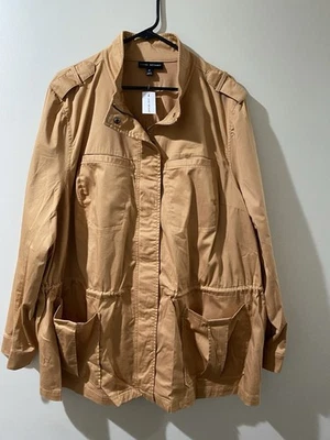 Lane Bryant Jacket Womens 28 Khaki Utility Field Plus Snap Zip Pockets SafariNWT - Image 1 of 4
