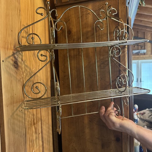Hollywood regency ミッドセンチュリー　シェルフ　ビンテージ Vintage Brass Scroll Wall Hanging Shelf Hollywood Regency | eBay