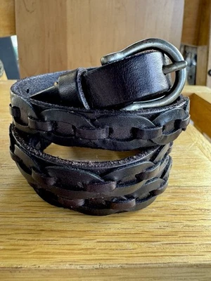 American Eagle Skinny Woven Leather Belt Black Women's Size 34 - Image 1 of 4