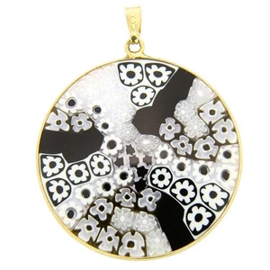 GlassOfVenice Murano Glass Millefiori Pendant in Gold-Plated Frame 1-1/2" - Picture 1 of 4