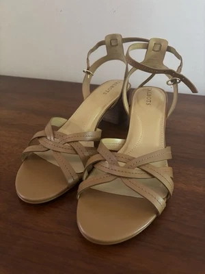 Talbots Mimi Vachetta Brown Leather Ankle Strap Sandals Size 9.5M $149 - Image 1 of 4